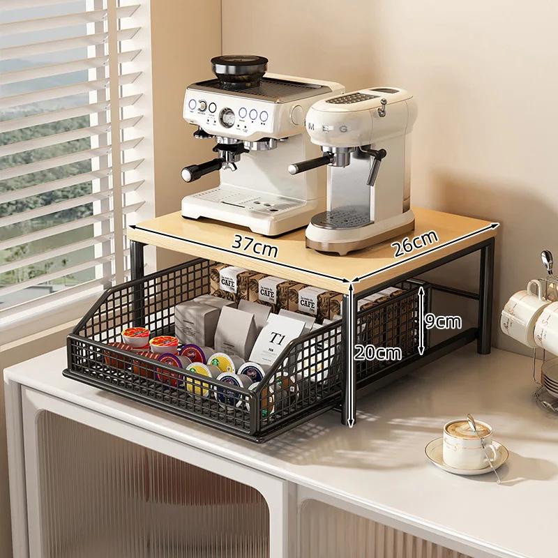 

Modern kitchen microwave rack storage rack - sturdy solid wood and metal structure, space-saving countertop storage rack XL чорний
