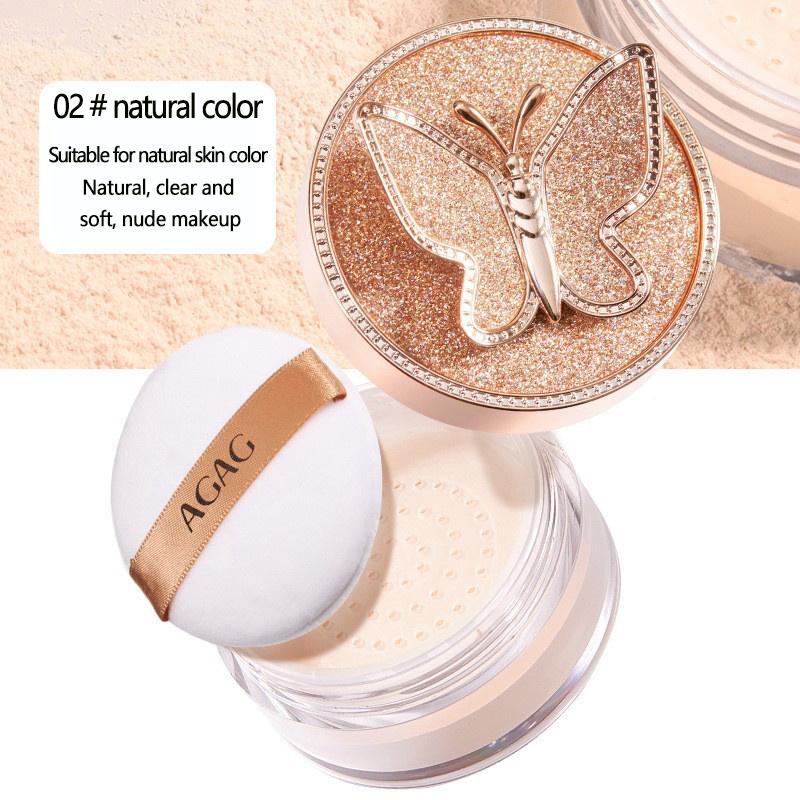 

Lightweight Oil-Control Concealer - Butterfly-Themed Loose Powder for All Skin Types - Invisible Pore Minimizing, Natural Finish, Waterproof