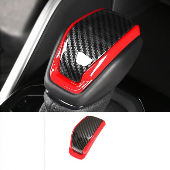 Red&Carbon Fiber Gear Shift Knob Cover 1pc For Toyota Grand Highlander 2024 2025