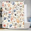 Sea Life Patterned Shower Curtain Navy Blue Coral Red Fish Shellfish Bath Decor Set 72 x 84 inches AliExpres