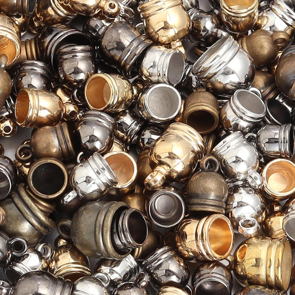 30-100pcs/lot CCB Tassel Caps Beads KC Gold Leather Rope End Tip Cap Beads For DIY Handmade Bracelet Necklace Making Accessories