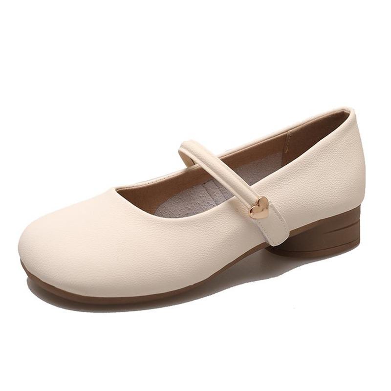 A New Style of Round-toed Shallow-mouthed Retro Versatile Thick-cut Single Shoes