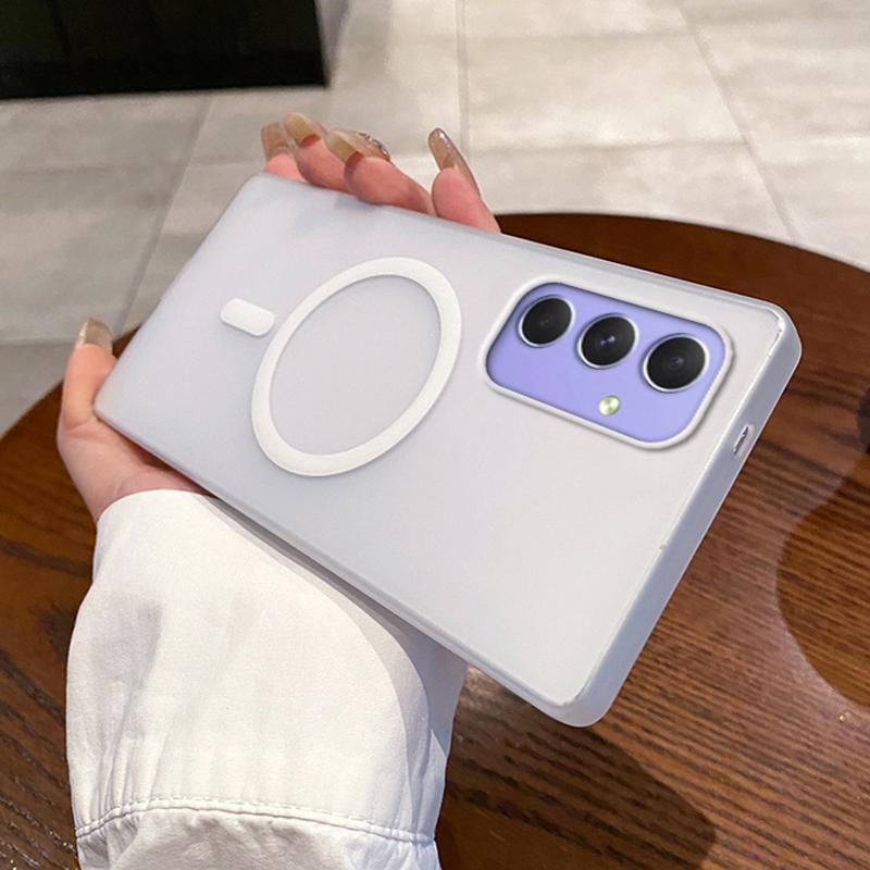 

Для Samsung Galaxy A55 5G Магнитный чехол Совместимый с MagSafe Матовый ПК Чехол для телефона Transparent White