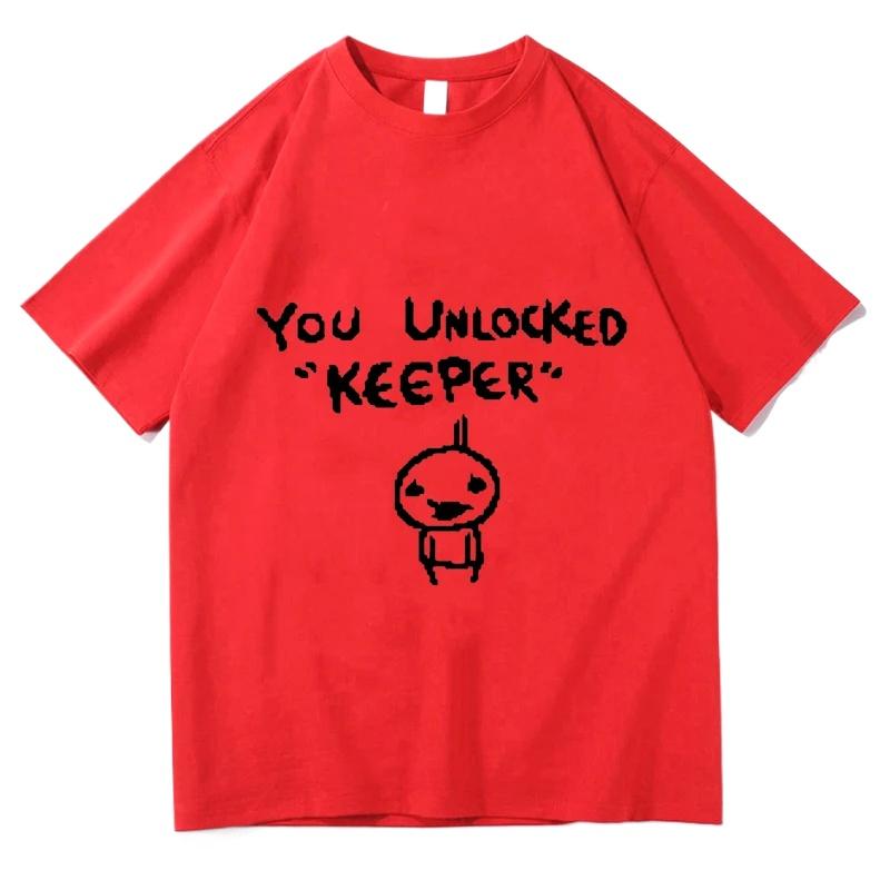 Hip Hop Binding Of Isaac Print T-Shirt Herren Damen Übergroß Du hast Keeper freigeschaltet T-Shirt Baumwoll-Tee Hip Hop T-Shirt Streetwear Oberteile