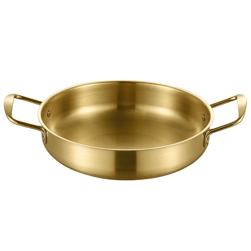 Stainless Steel Cookware Saucepan Dry Pots with Handle Home Cooking Paella Pan Seafood Rice Pot Picnic Snack Plates