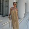 Langes Damenkleid mit Trägern, Off-Shoulder Sexy Neck Kleid