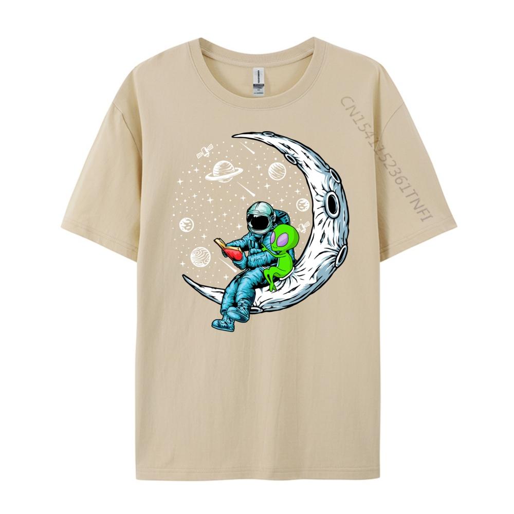 Funny Alien Astronaut Reads Book Outer Space Book Readers Cute Oversized T Shirt Unisex Short Sleeve Tee Cinco de Mayo