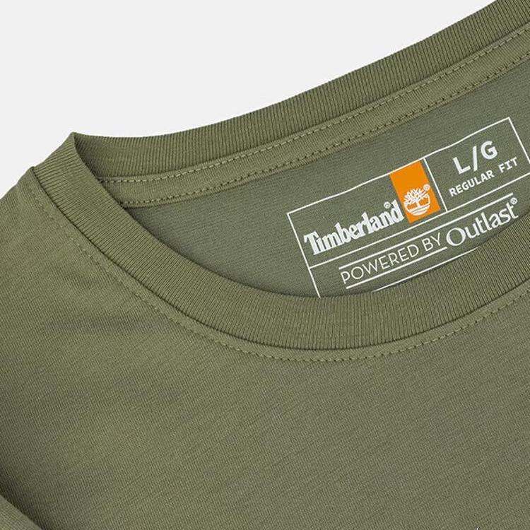 Timberland Logo Printed Crew Neck Short Sleeve T-Shirt Men Tops Cassel-Green A6RFD-590
