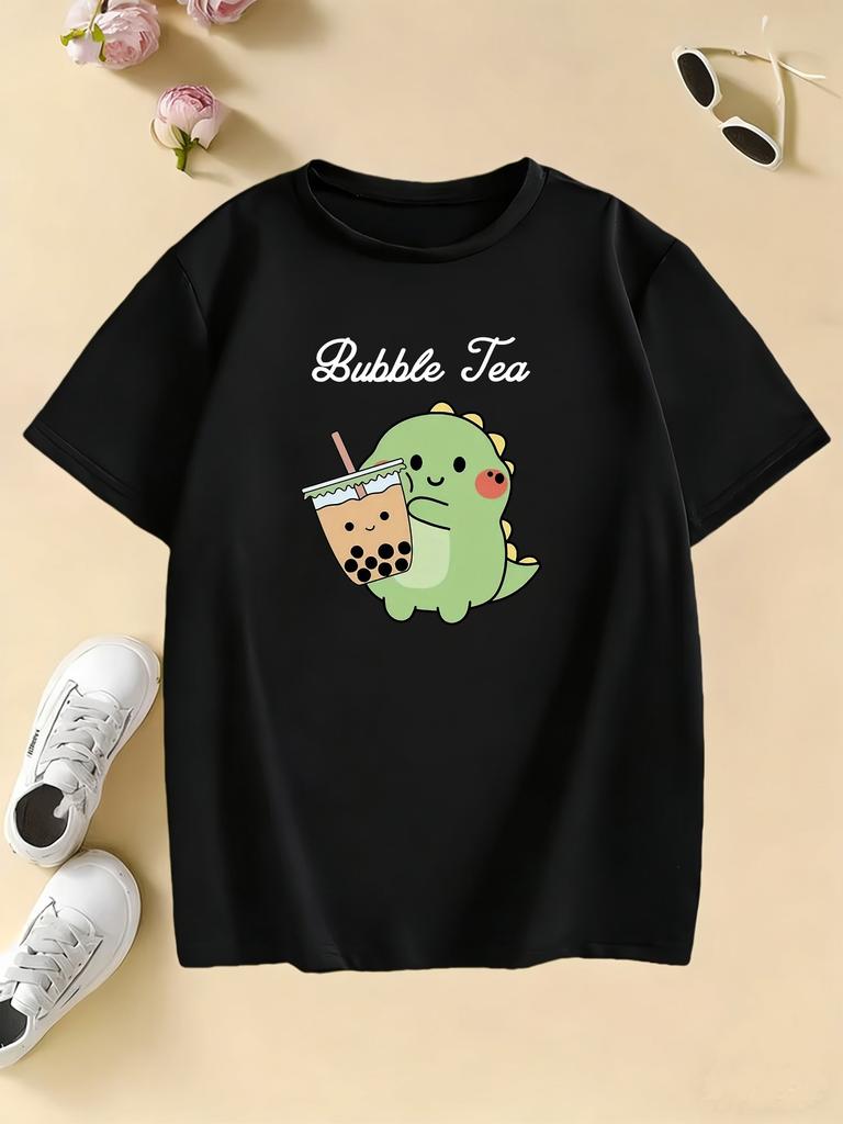 Kawaii Dinosaur Cartoon Funny T Shirts Short Sleeve Kids Childrens Tshirt Boys Girls Summer Spring Casual Top Tee Shirt