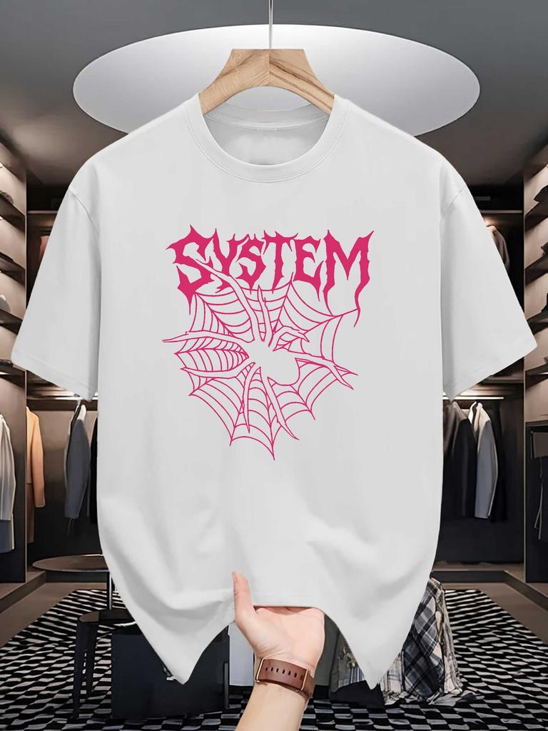 Unisexs Crew Neck T Shirt Dark Punk System Text Spider Web Gothic Art Graphic Short Sleeve Casual Cotton Alternative Street Tees