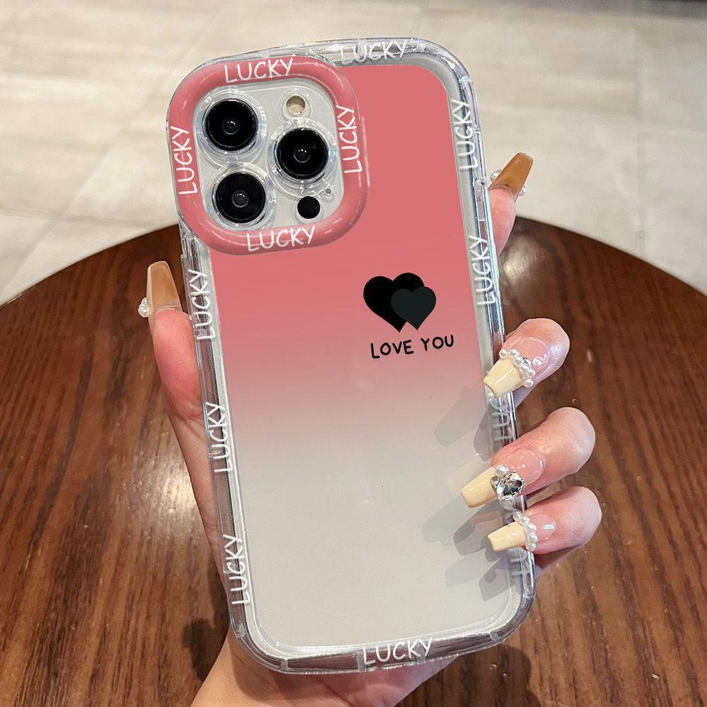 Black love applies to iPhone17ProMax mobile phone case 14 Apple 13 transparent 12/15 all-inclusive fine hole 16