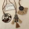 Bohemian Kaffee Retro Schmetterling Anhänger, Fransen Halskette, Damen Stil Mode Vielseitig Pullover Kette mit Accessoires