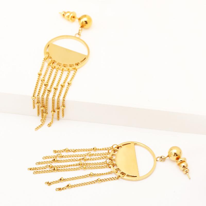 European and American fringed chain, minimalist earrings women's winter earrings titanium steel 18K gold earrings, explosive