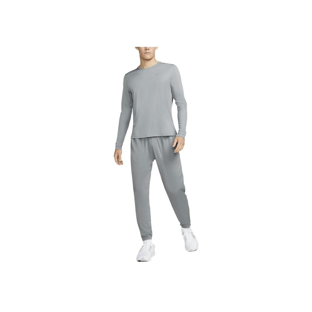 Nike Dri-Fit Solid Logo Print Long Sleeve Sports Tee Men Tops Smoke-Grey DD4577-084