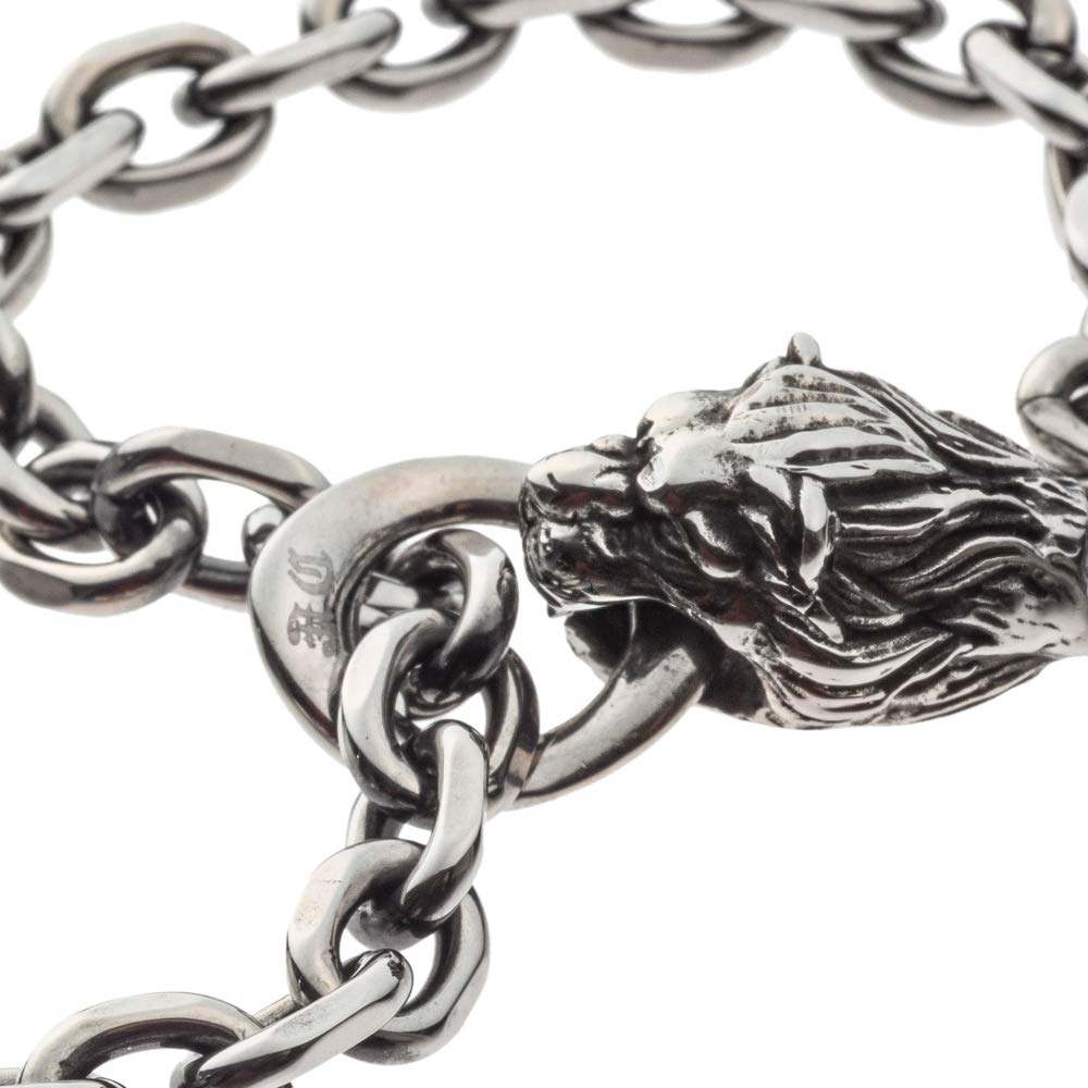 Artemis Classic Lion Bracelet Silver Stainless Brand Jewelry T-Bar (ac-acb0114) - Men's Accessory, Steel,