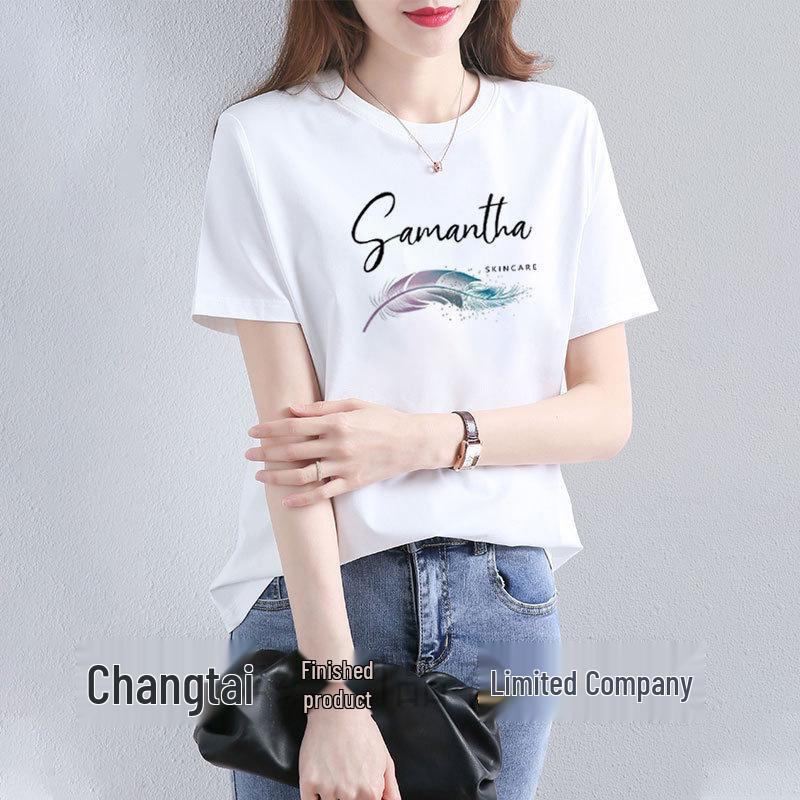 

2024 Women s Summer Printed Short Sleeve Round Neck Slimming Loose T-shirt 3XL