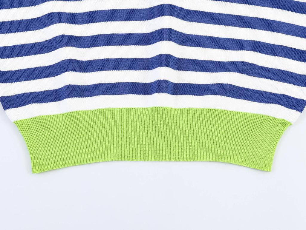 2026 European Spring Women's Striped Lapel Long Sleeve Knitwear