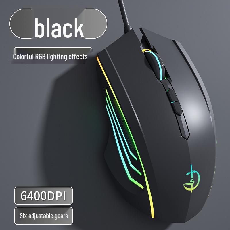 Wired Silent Mechanical Gaming Mouse with Side Buttons for Laptop/Desktop