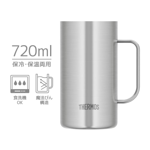 Thermos Vacuum Insulated Mug 720ml Stainless Steel 1 Dishwasher Safe Thermos Structure Heat/Cold Beer Mug JDK-721 S1