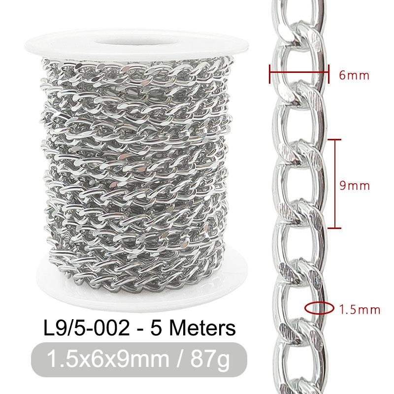 5M Metal Aluminum O-Shaped Chains Twist Chain for DIY Necklace Bracelet Jewelry Making Clothing Bag Component Accessory Supplies