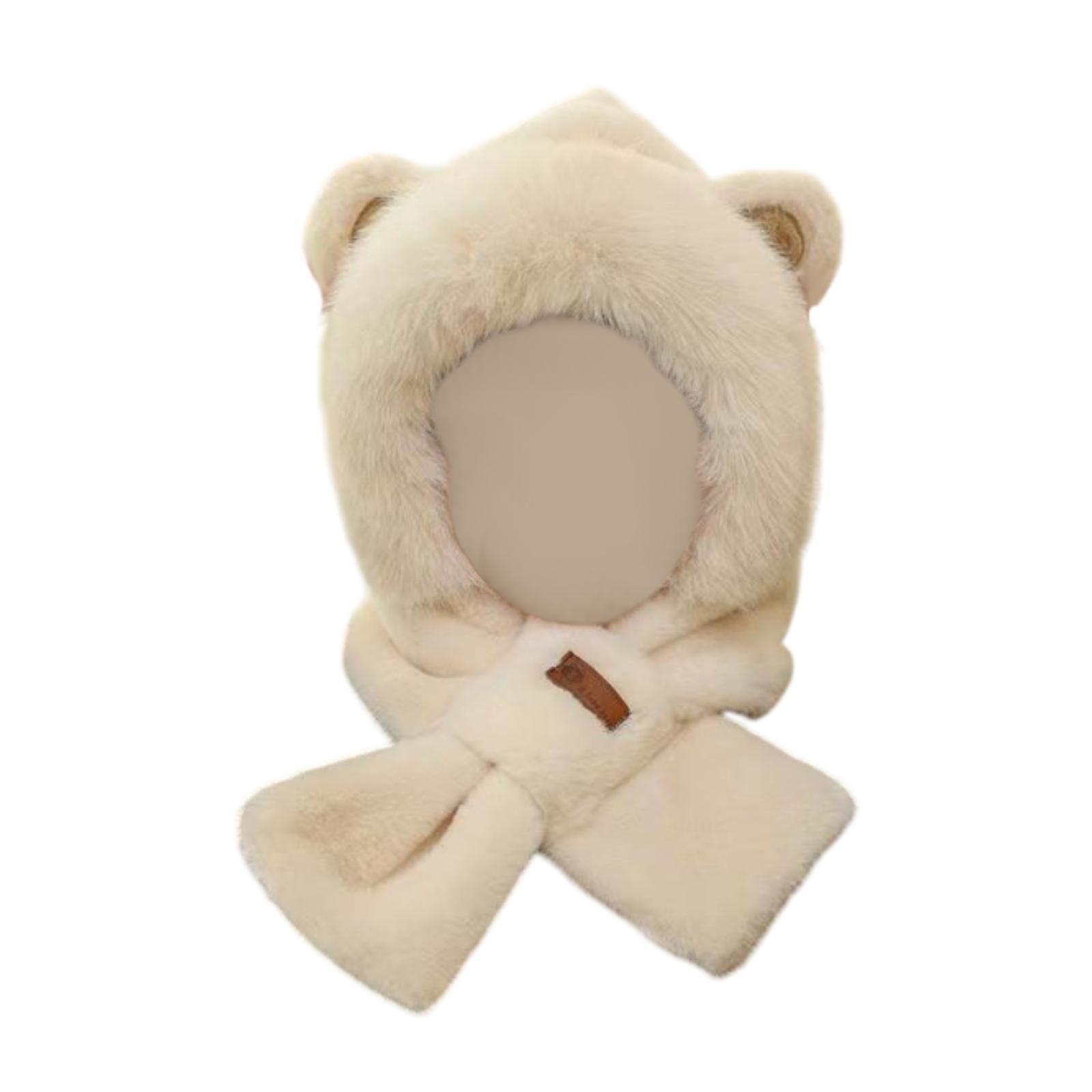 

Winter Hat Scarf Set Casual Beanie Comfortable Adorable Plush Animals Hat for Birthday Gift Outdoor Sports Cosplay Parties бежевый