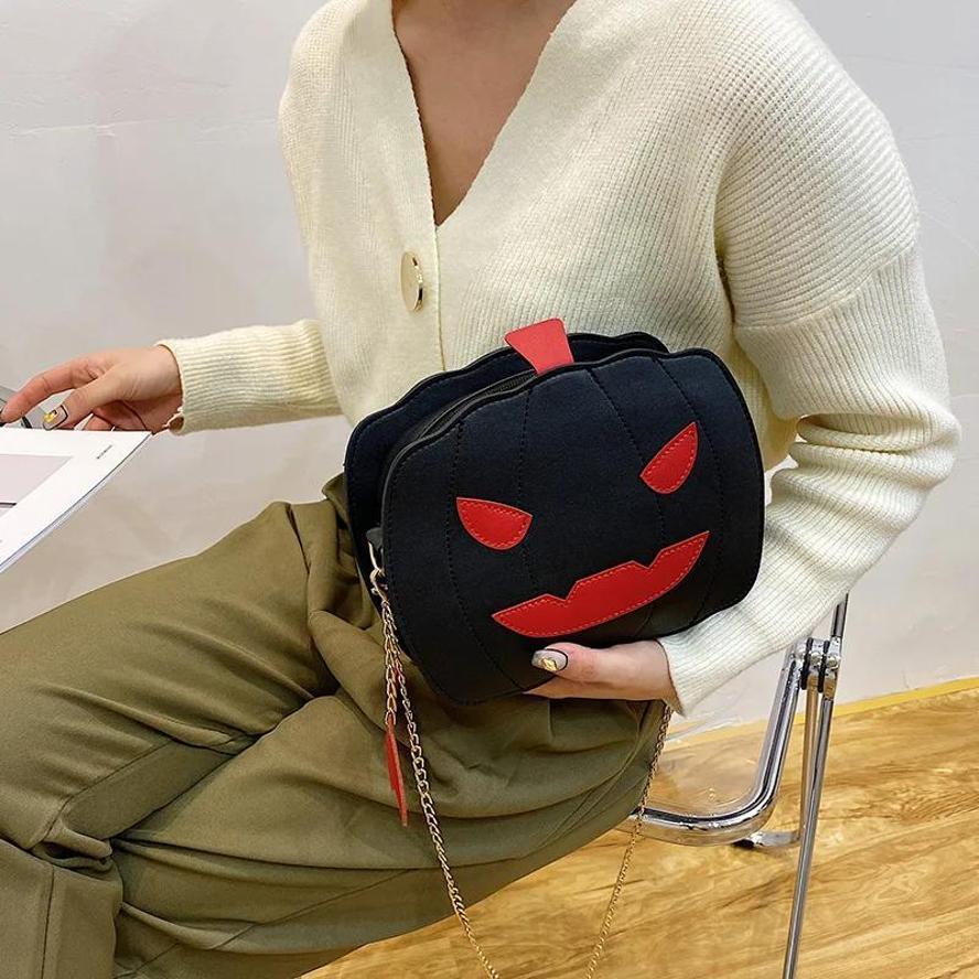 1 Pcs Funny Pumpkin Bun Halloween Bun Versatile Crowd Design Fashion Chain Bag Cute Personalized Creative Women's Bag Handbags