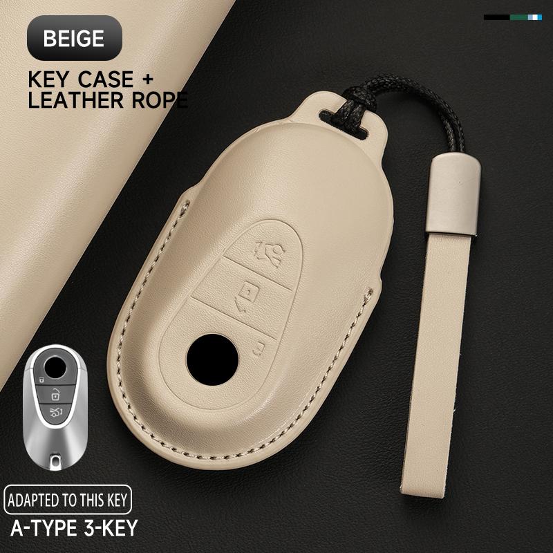 Genuine Leather Car Key Case Cover Key Bag For  Mercedes Benz A C E S G Class GLC CLE CLA GLB GLK GLS Protect Set Accessories