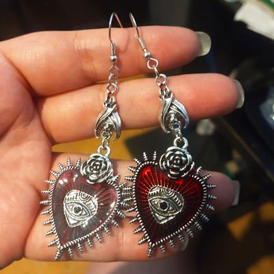 Long Style Punk Earrings, Women's Retro Earrings, Heart-shaped Earrings