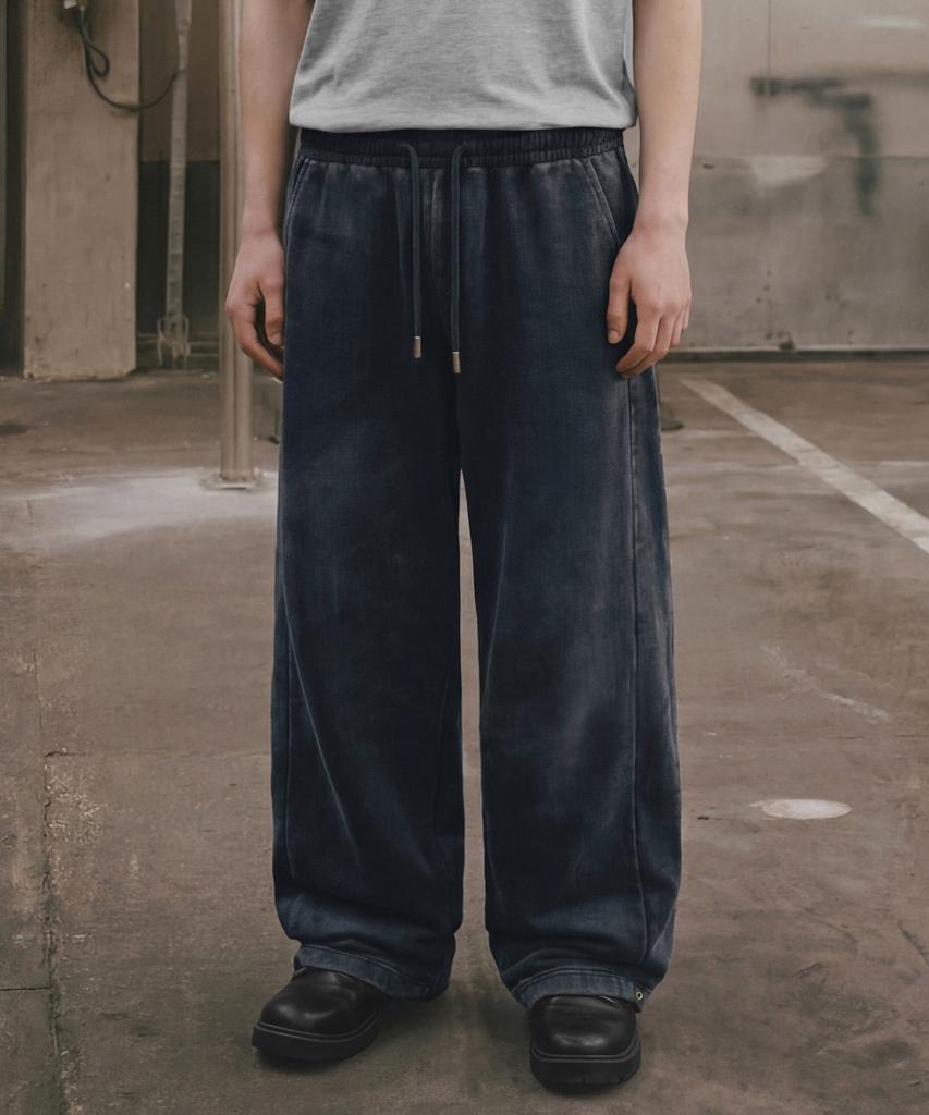 EZKATON Blitz Washed Wide Sweatpants Navy Hslp6942