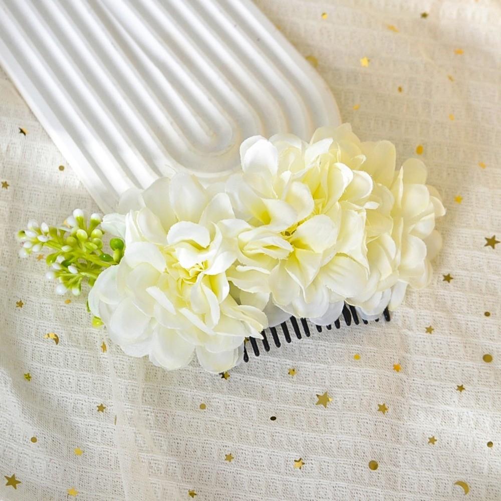 

Thai Style Flowers Hairpin Sweet Chignon Hair Clips Handmade Floral Hair Comb Daily бежевый
