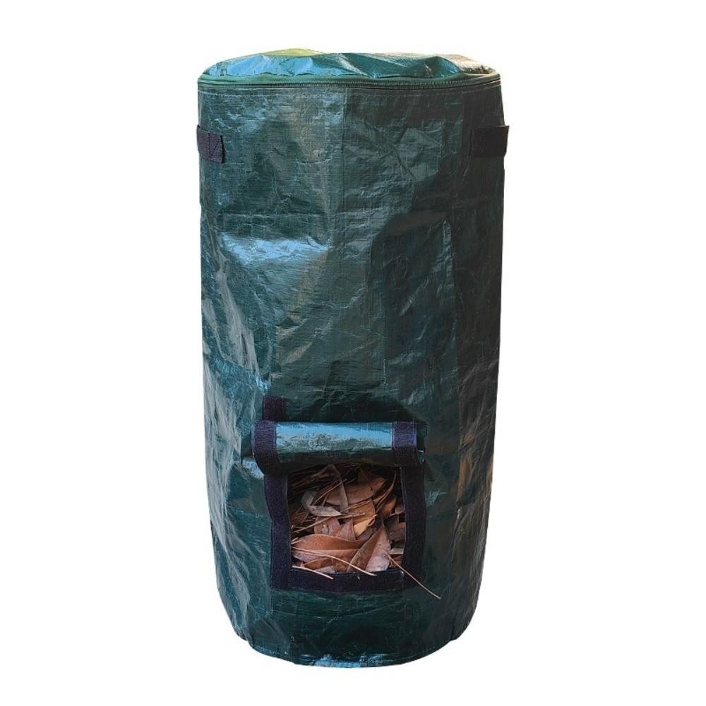 Wear Resist Compost Bin Bag Zippered Lid Sealed Leaf Lawn Bags with Handles Collapsible Gardening Container Lawn Pool