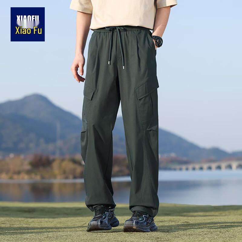 Heren Losse Rechte Cargo Broek in Japanse Stijl