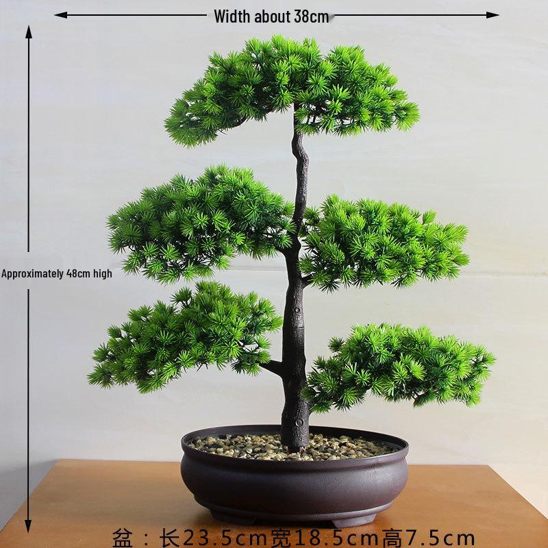 Umělé borové svatební květinové aranžmá: Zelený bonsaj penězovník pro domácí dekoraci