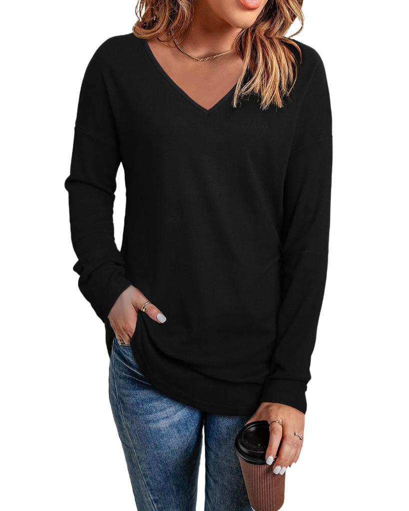 Azura Exchange V Neck Long Sleeve Knit Top