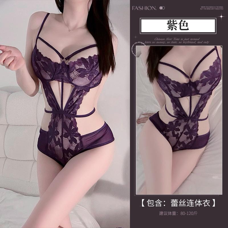 Sex underwear pure desire sexy royal sister temptation lace underwear perspective free onesie women's purple suit