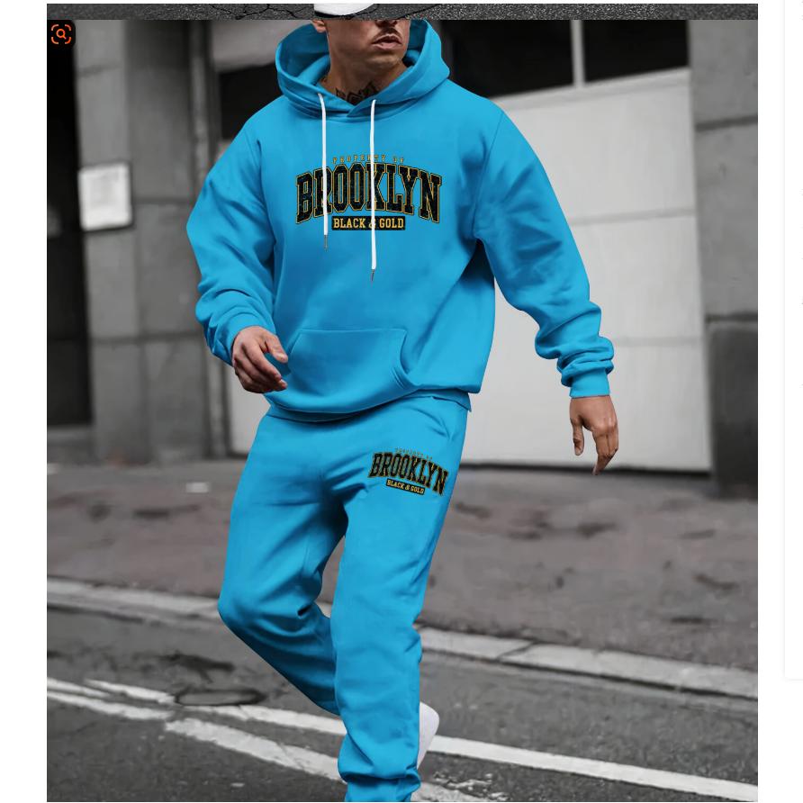 

Мужской костюм из худи и спортивных штанов с принтом, осенне-зимний спортивный ветрозащитный костюм-двойка XL синий