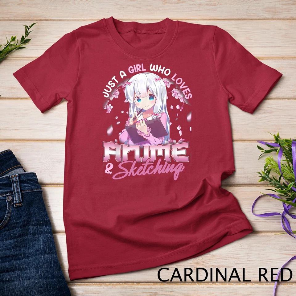 Just A Girl Who Loves Anime and Sketching Drawing Otaku Gift Unisex T-shirt 2 XL