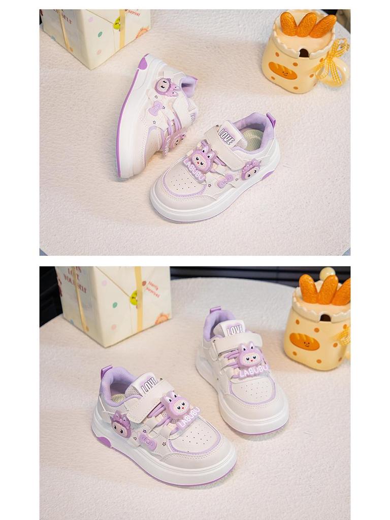 Girls' 2026 Cartoon Velcro Casual Sports Shoes - Non-slip, Spring/Autumn, Student Single Shoes