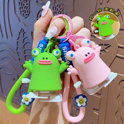 Cartoon Creative Clockwork Frog Toy Keychain Exquisite Men And Women Decompression Walking Pendant Backpack Pendant