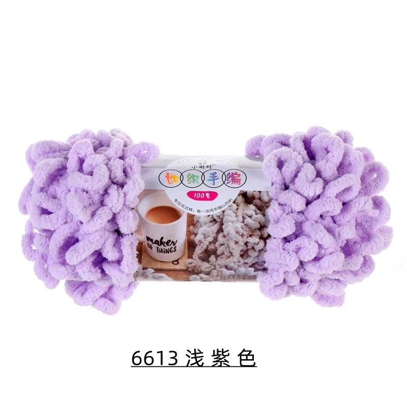 5 Stück 100g/Rolle Flauschiges Fingerloop-Garn Ohne Nadeln Polyester Dickes Riesen-Chenille-Garn für Handgestrickte Decken Schals