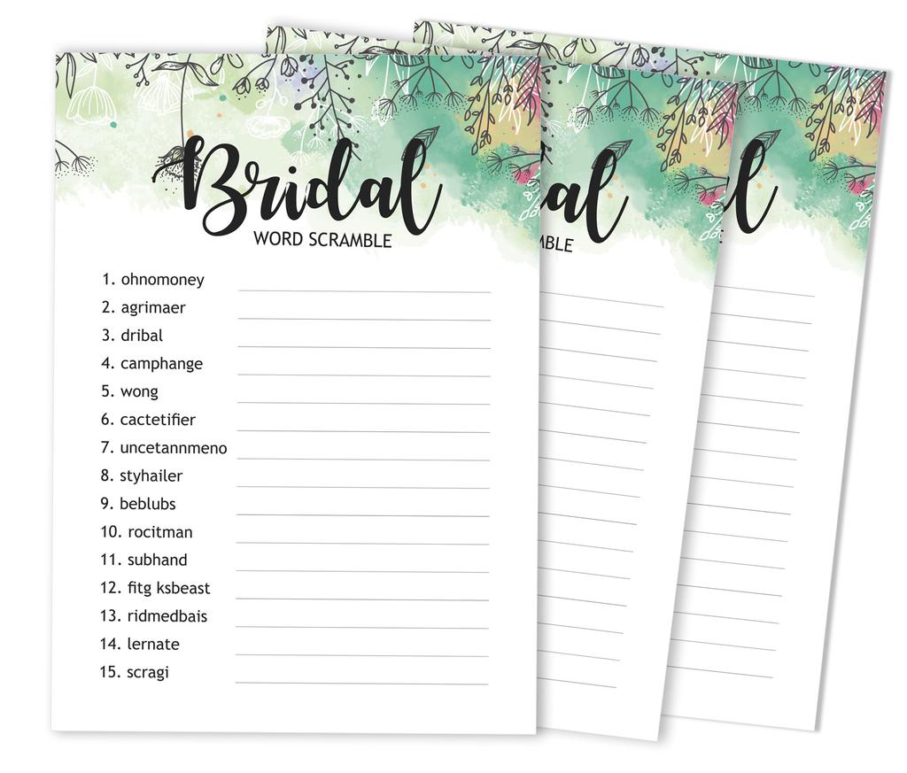 Inkdotpot Bridal Wedding Shower Bachelorette Party Bulk Blank Square Fill In Gift Ideas 50A  Greenery