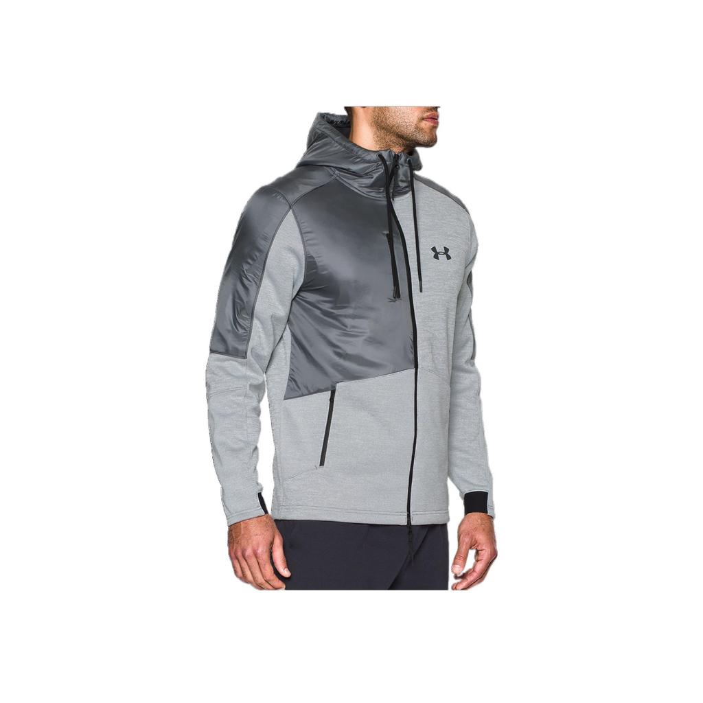 Under Armour Pursuit Swacket Solid Color Logo Zip-Up Hooded Jacket Men Jackets Gray 1289472-025