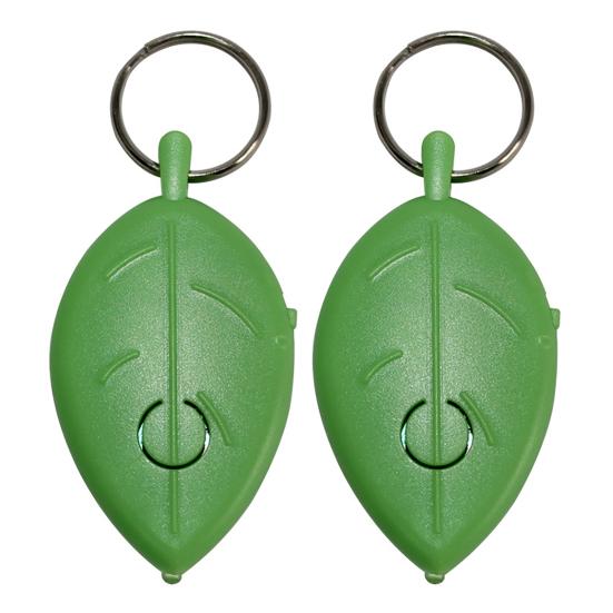 2 buc. Căutător de chei în formă de frunză, impermeabil, wireless, cu fluier, telecomandă, dispozitiv de urmărire a cheilor cu semnalizare luminoasă, localizator portabil de chei, breloc, dispozitiv anti-pierdere