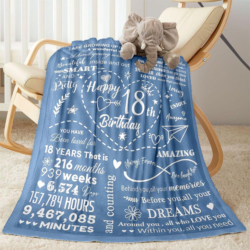 1pc Sweet 18th Birthday Celebration blanket Soft and Warm for Sofa Office Camping Travel Livingroom Great Gift for Friends and Family Comfortable