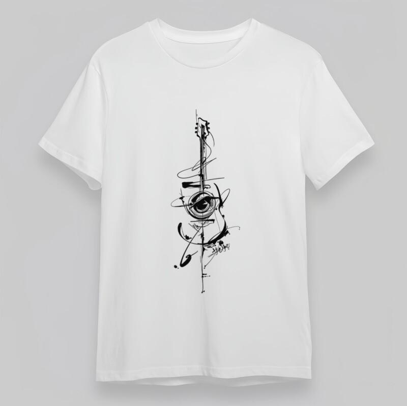 

Men s Plus Size Classic T-Shirt Surreal Guitar Eye Fusion Art Print Cotton Tee 4XL