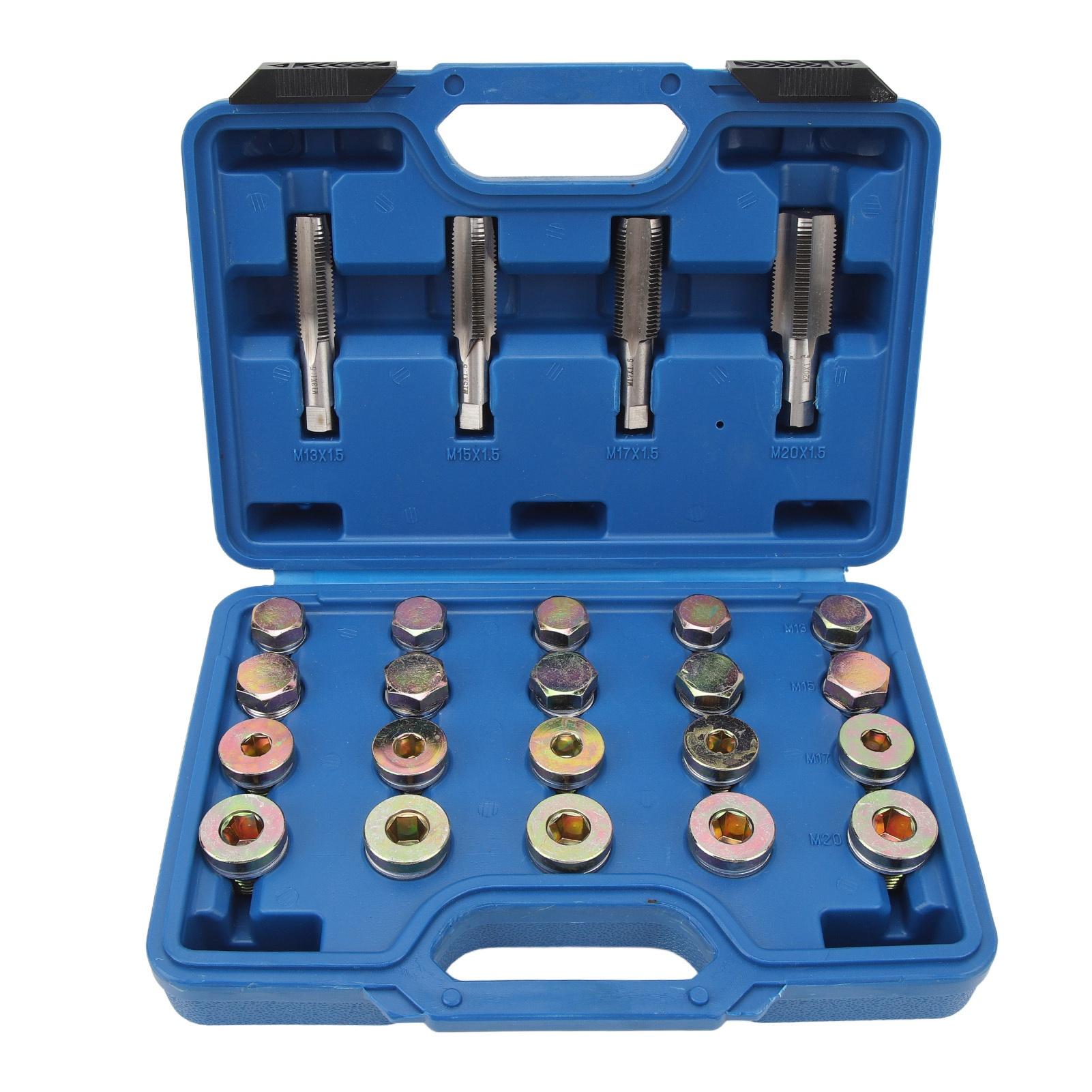 

64 шт. Набор инструментов для ремонта резьбы масляного поддона, сливной пробки коробки передач, набор инструментов M13 M15 M17 M20 для автомобилей