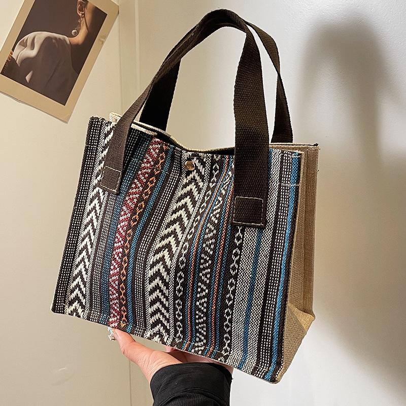 Geantă Tote Stil Etnic Femei Geantă de Mână Femei Modă Nouă Design Nișă Ins Geantă Tricotată Femei