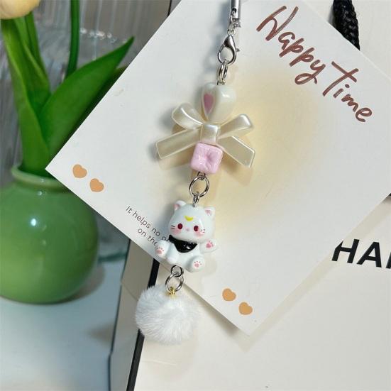 Bag Pendant Lightweight Mini Cat Furry Ball Charm Key Chain with Bow Decoration Mobile Phones Keychains Gift Accessory