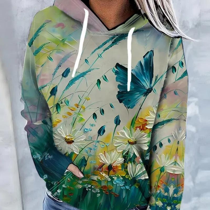 Vintage mikiny Dámská móda Mikina s kapucí Květinové mikiny Harajuku Kabáty Ženy Mikina s kapucí Pulovr Gym Dívčí Oblečení Etnický kabát