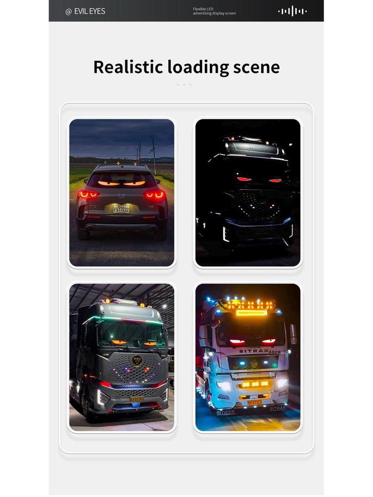 Devil Eye LED Flexible Screen for Truck Windows - Remote Control Interior Atmosphere Light.